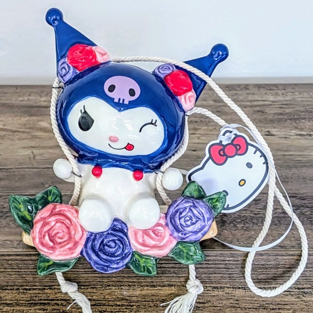 HELLO KITTY with Ceramic KUROMI with Flowers on a Swing NWT